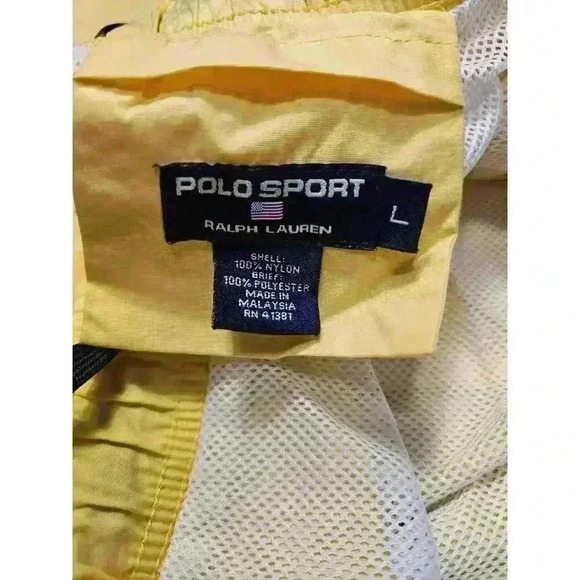 Polo Sport Ralph Lauren Swim Trunks Shorts Men’s Size Large Yellow Y2K - Picture 2 of 5